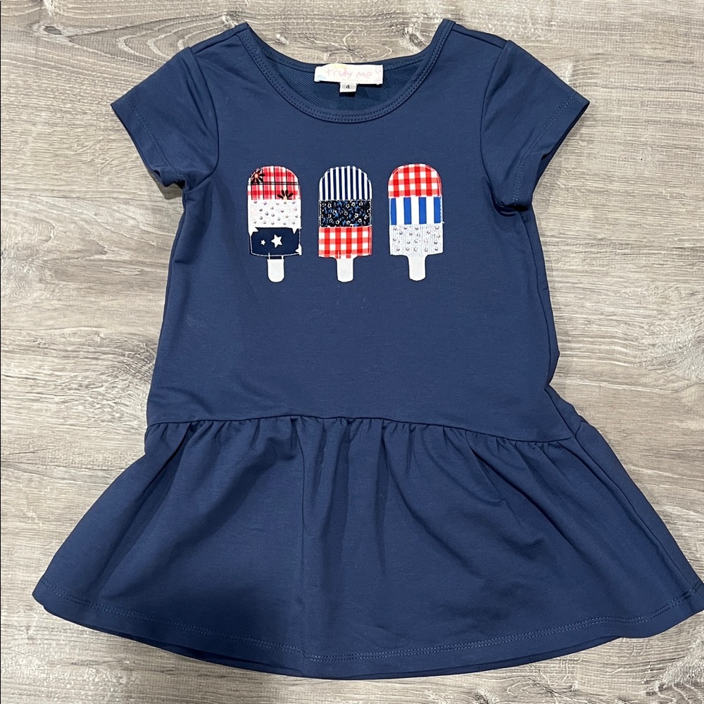 Truly Me Navy Tunic Dress with Popsicle Print
